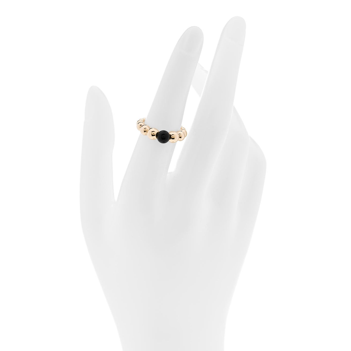 18K Yellow Gold Onyx Perlee Couleurs Variation Ring 52 6