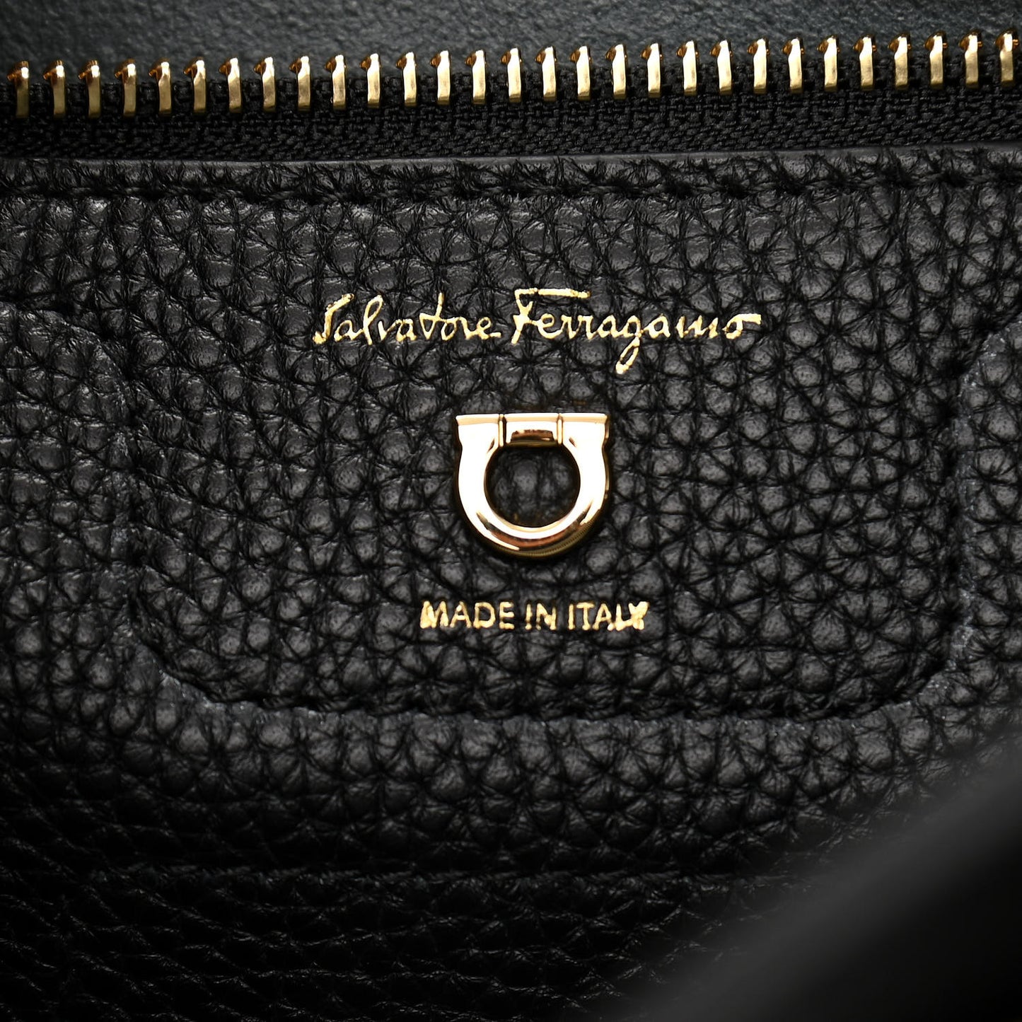 Hammered Calfskin Double Handle Small Amy Tote Black