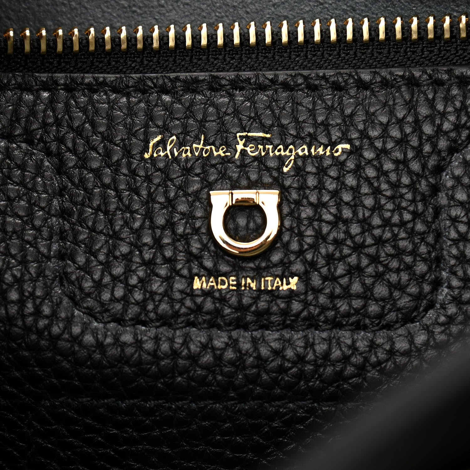 Salvatore Ferragamo Hammered Calfskin Double Handle Small Amy Tote Black 6 of 11