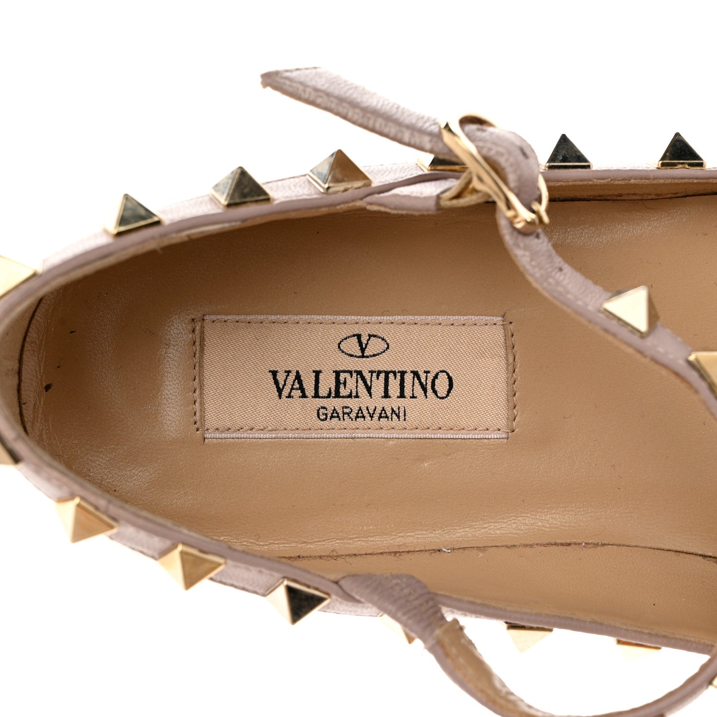 Patent Rockstud Cage Ballerina Flats 36 Light Ivory Poudre