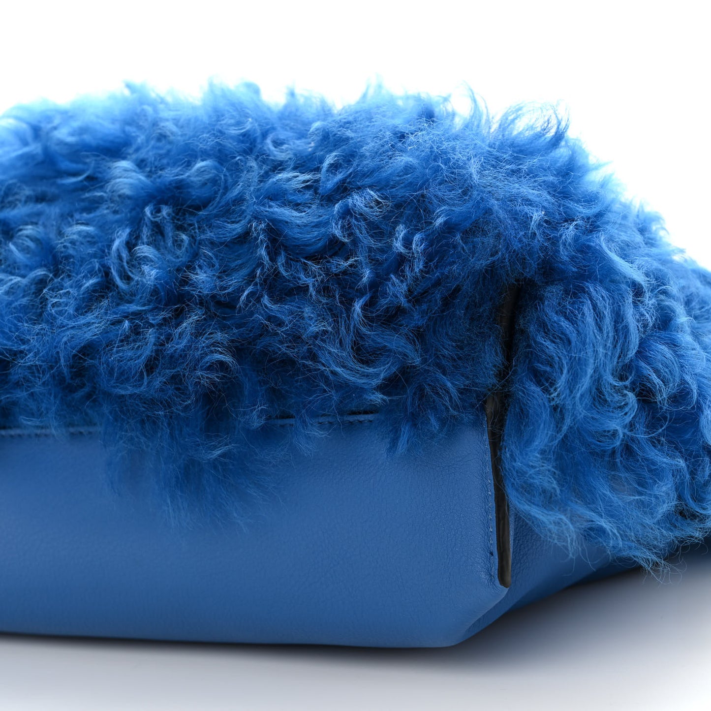 Nappa Shearling Flamenco Knot Clutch Blue