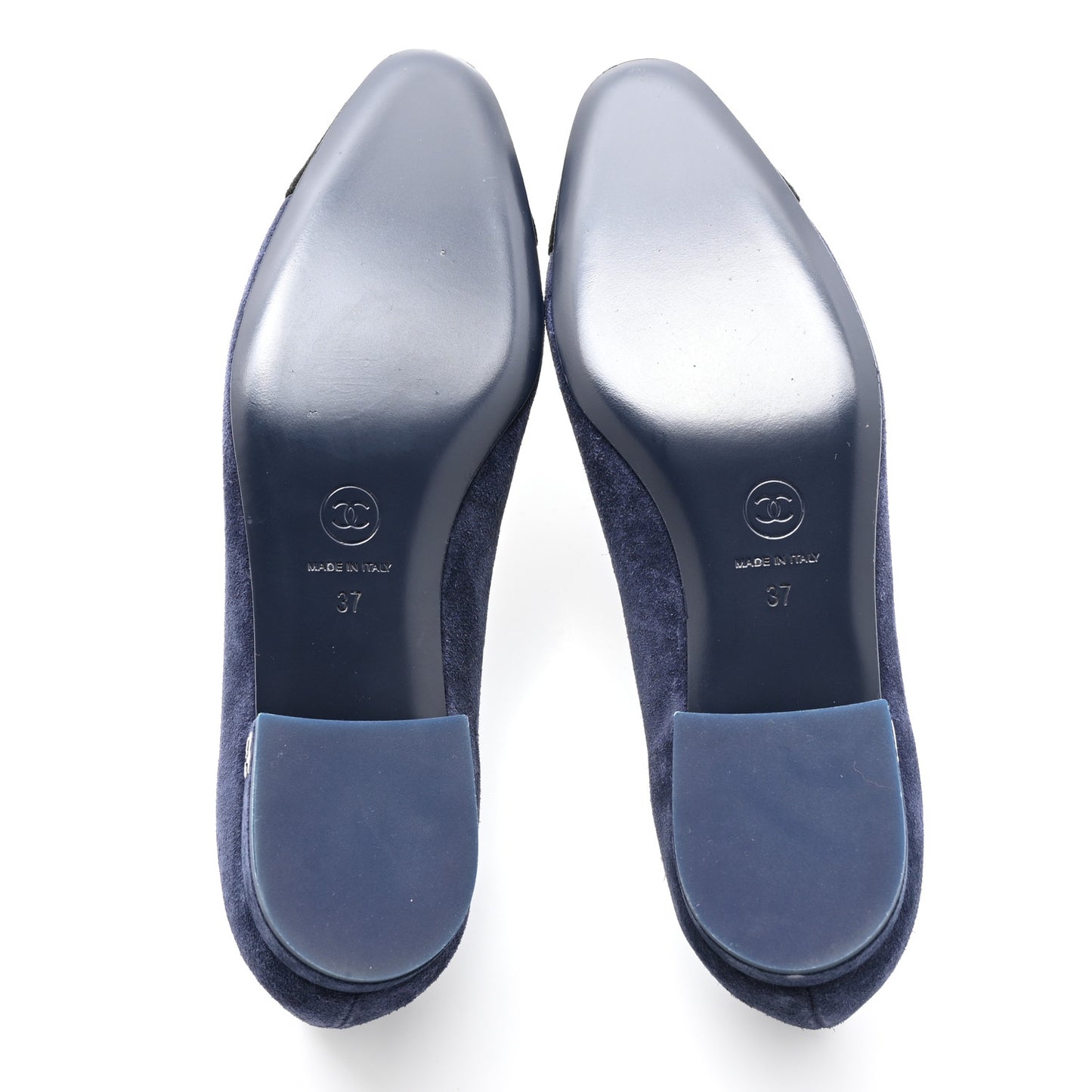 Suede Cap Toe Ballerina Flats 37 Navy