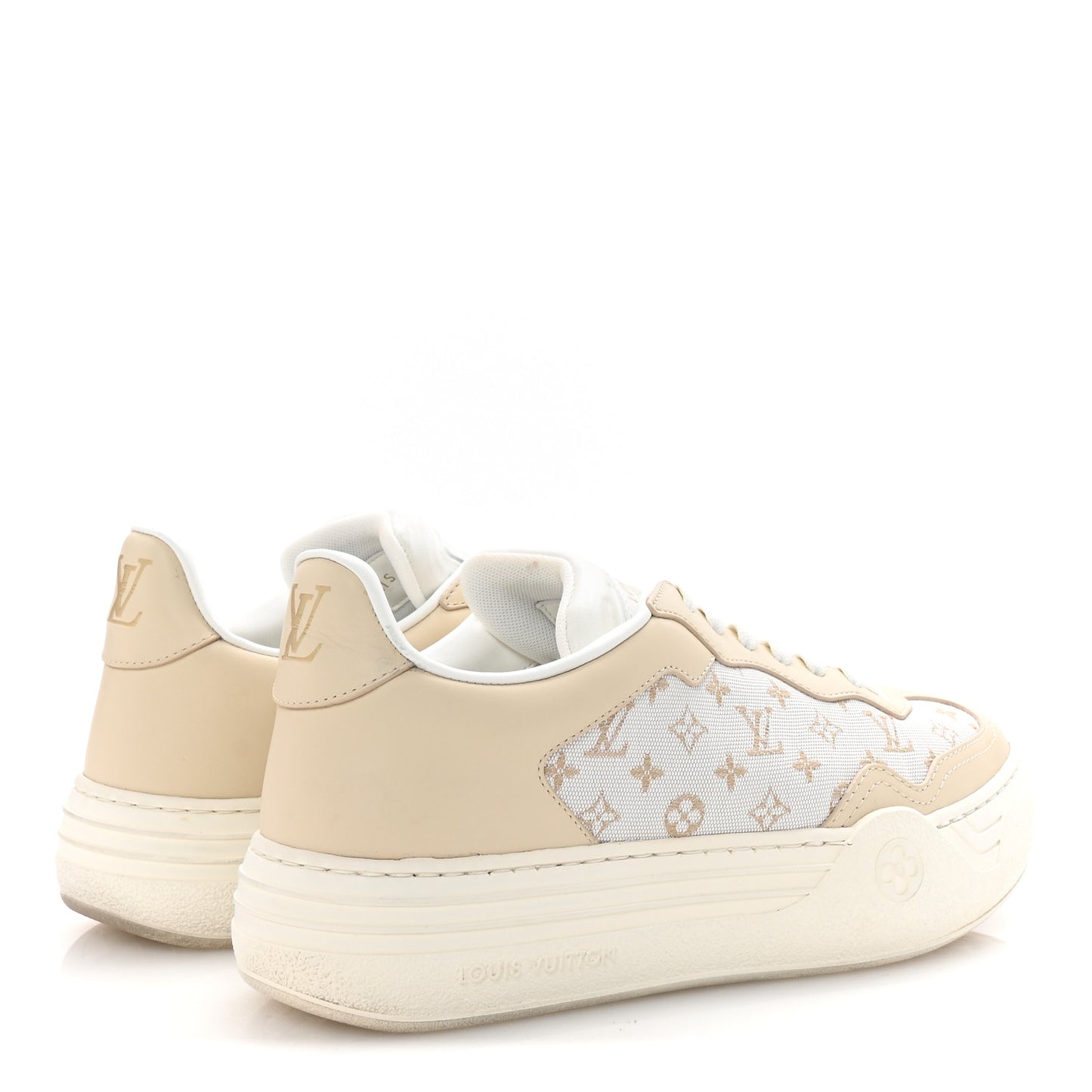 Canvas Calfskin Monogram LV Groovy Platform Sneakers 38 Beige