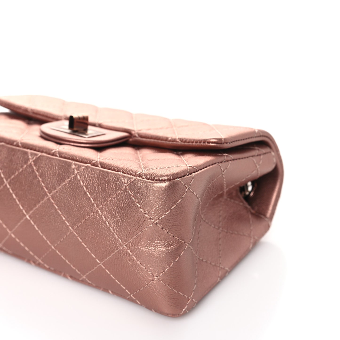 Metallic Grained Calfskin Quilted 2.55 Reissue Mini Flap Copper Pink