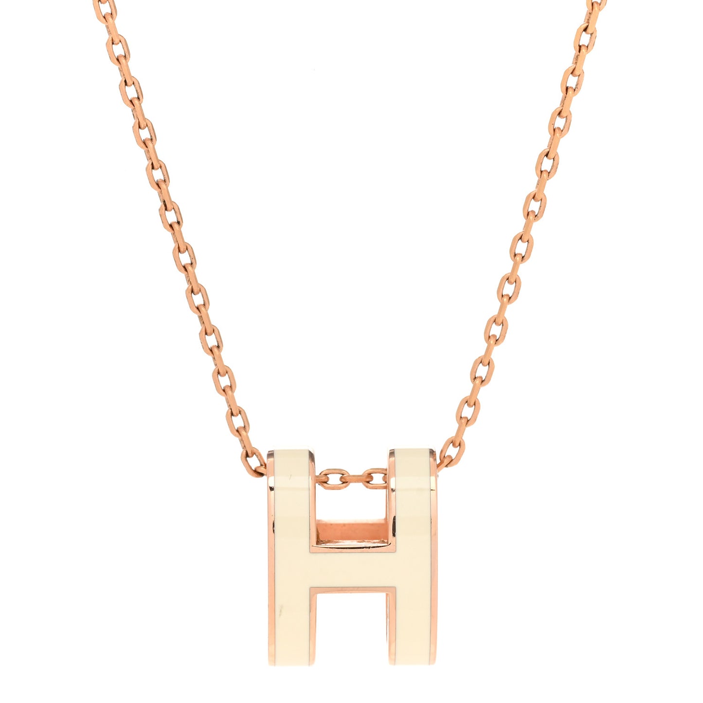 Lacquered Rose Gold Mini Pop H Pendant Necklace White