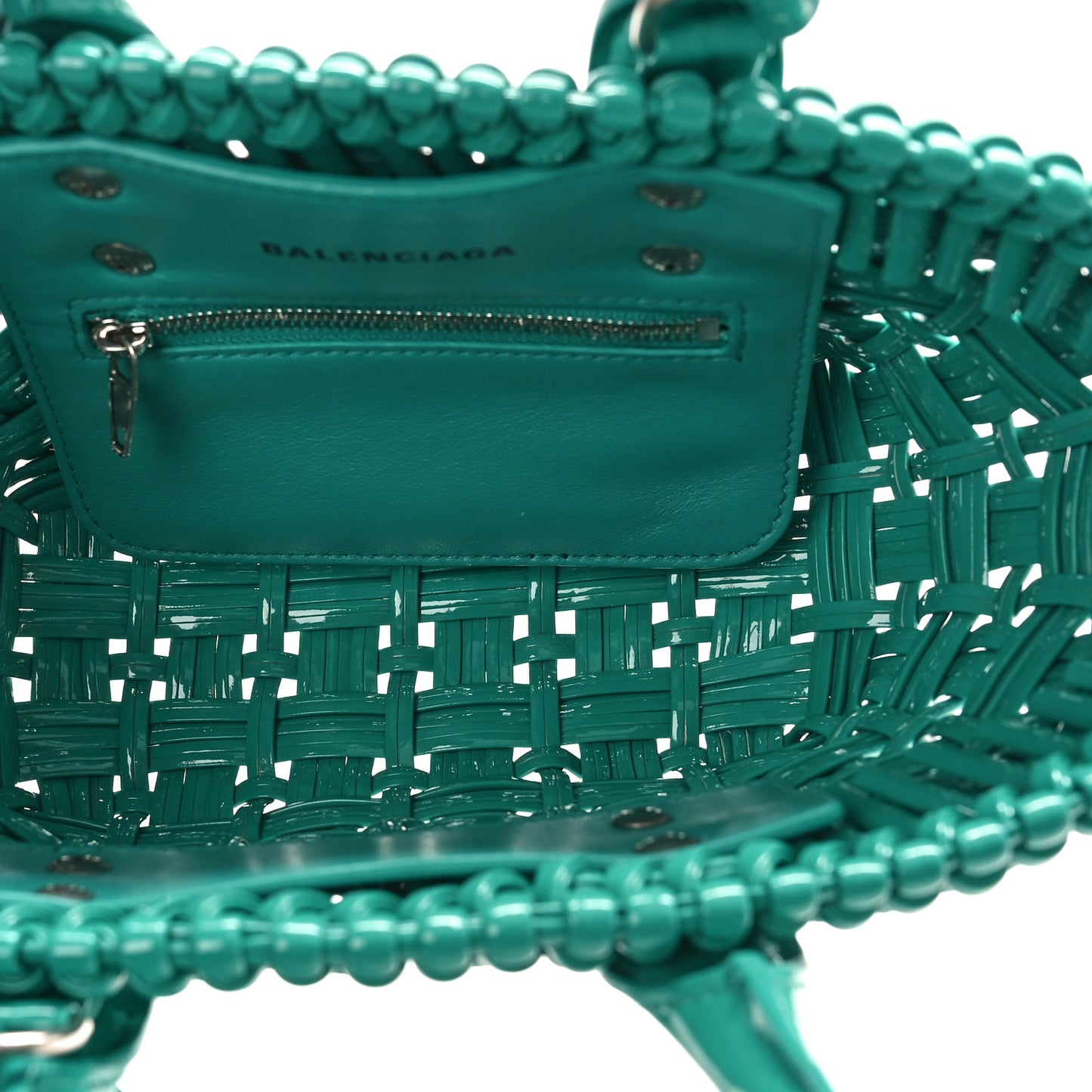 Faux Calfskin Braided Varnished XXS Bistro Basket Green