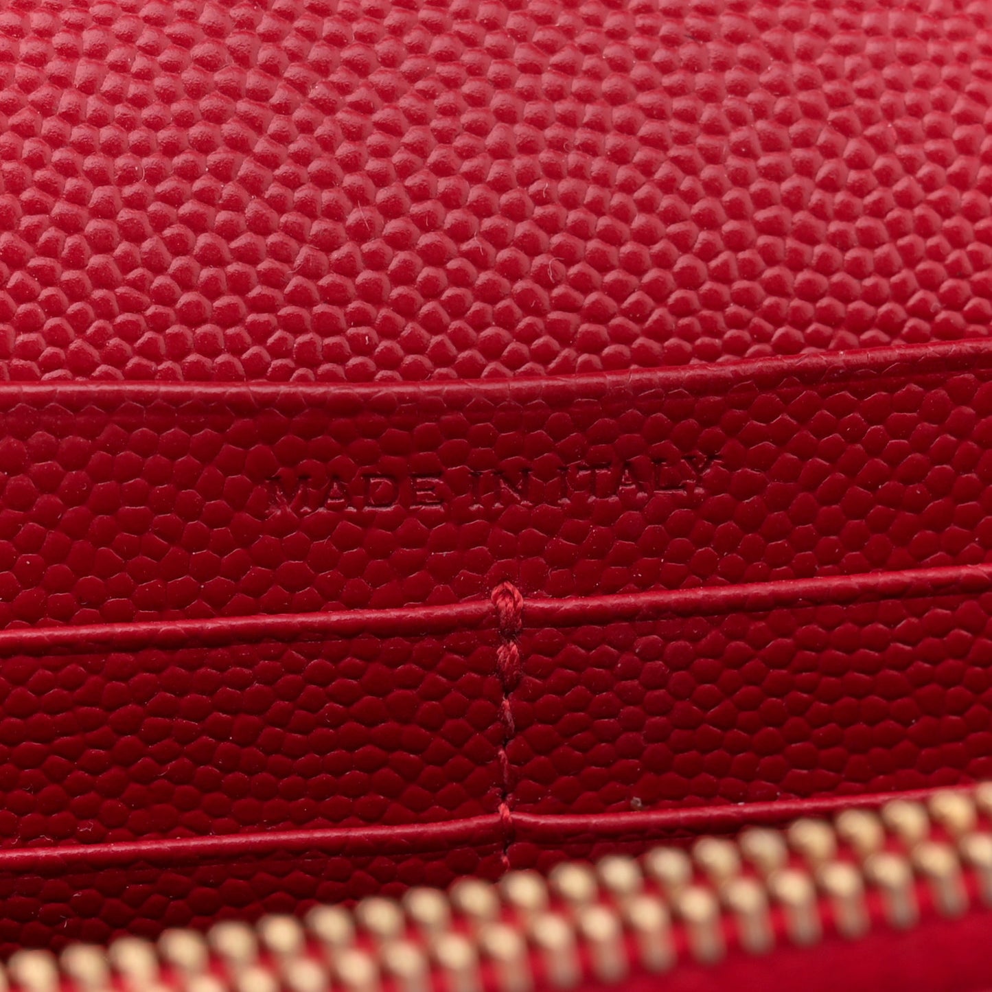 Grain De Poudre Matelasse Chevron Monogram Chain Wallet Red