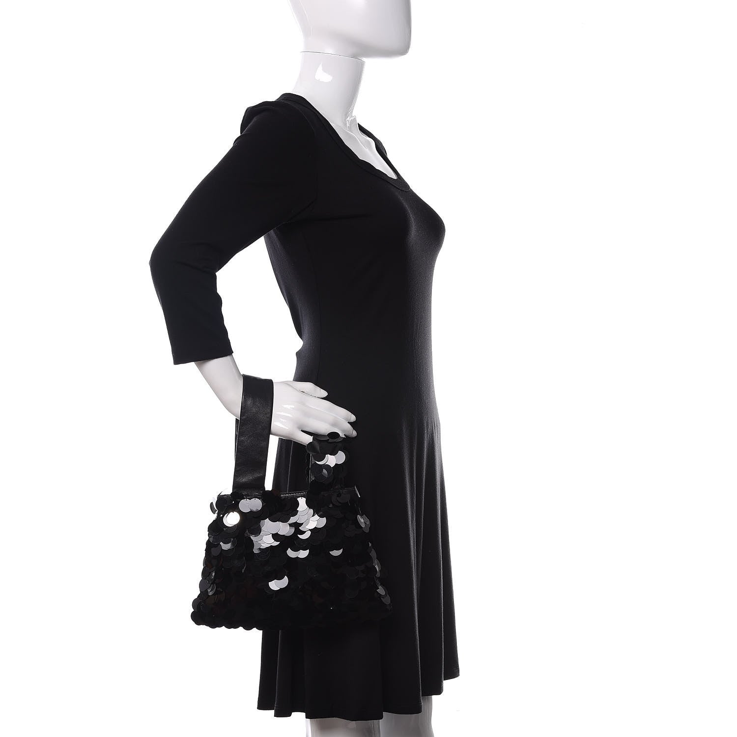 Prada Sequin Paillettes Soft Calf Bag Black 2 of 9