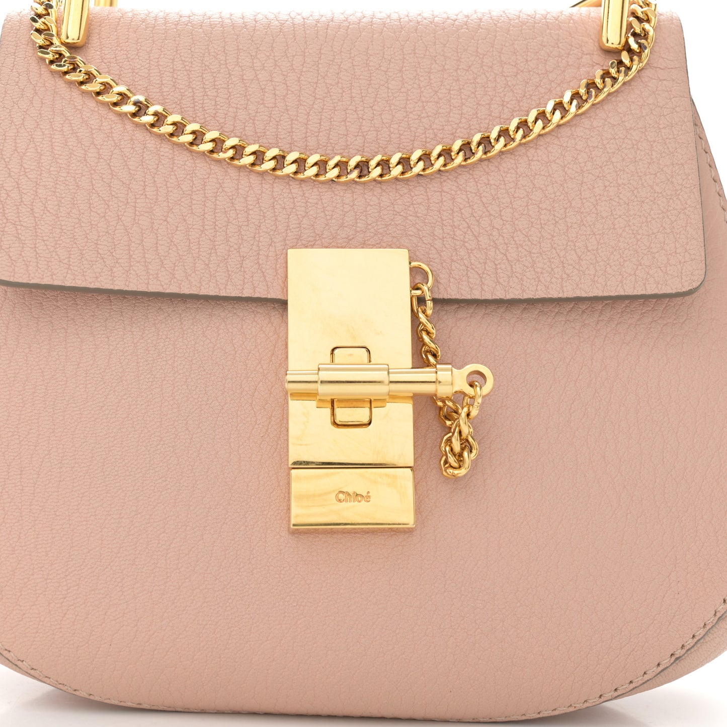 Grained Lambskin Mini Drew Shoulder Bag Cement Pink