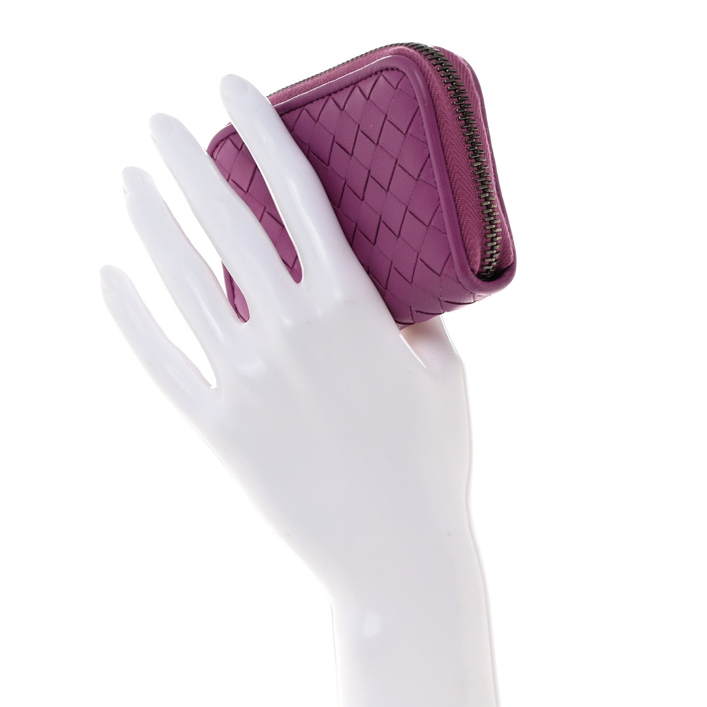 Nappa Intrecciato Zip Around Coin Purse Peony