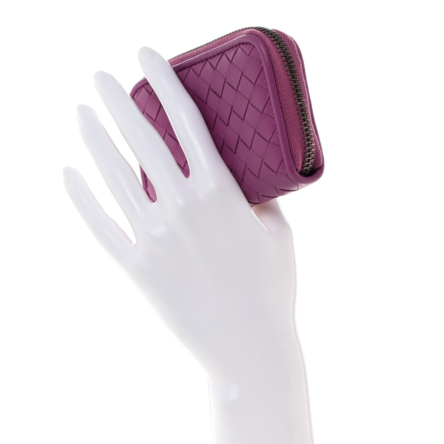 Bottega Veneta Nappa Intrecciato Zip Around Coin Purse Peony 2 of 7