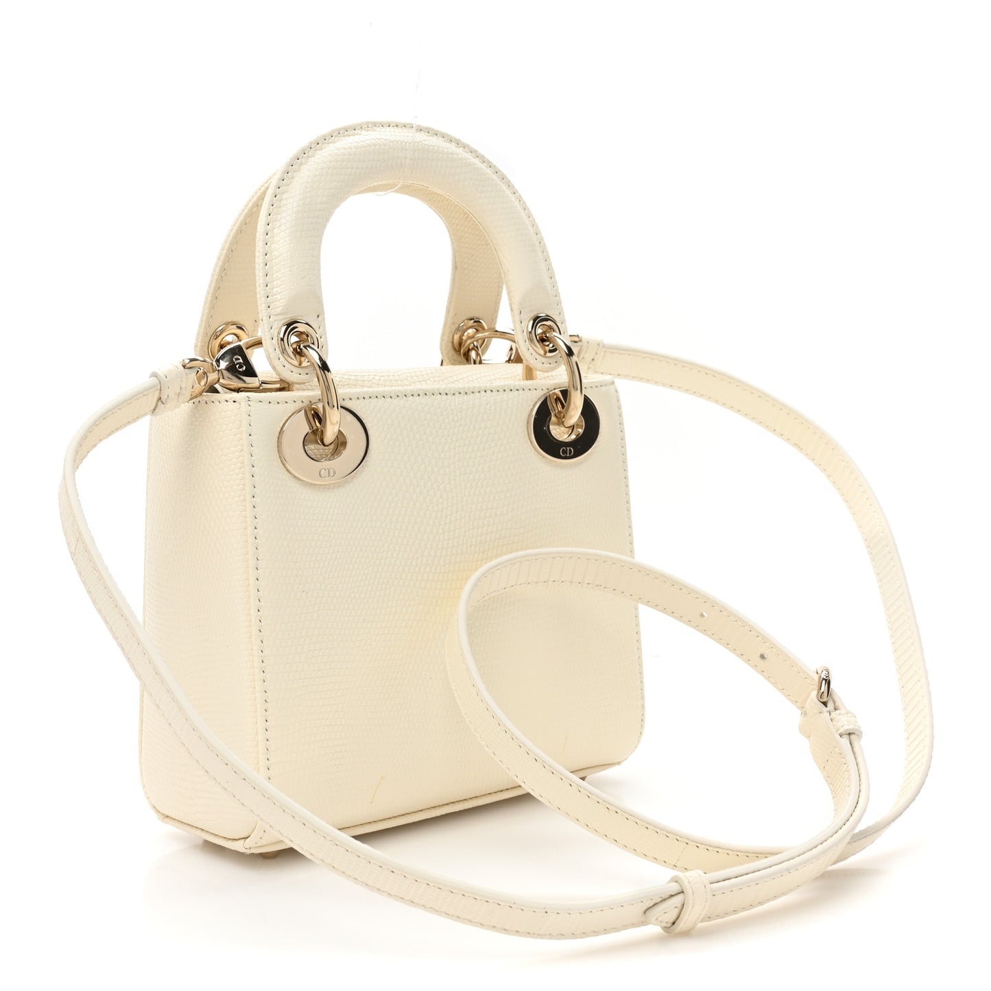 Lizard Mini Lady Dior White