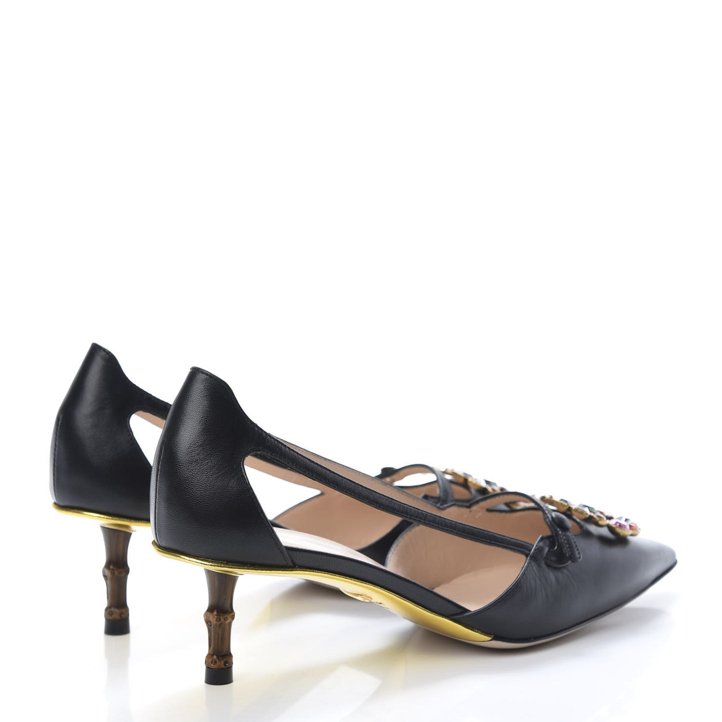 Calfskin Crystal GG Unia Pumps 37.5 Black