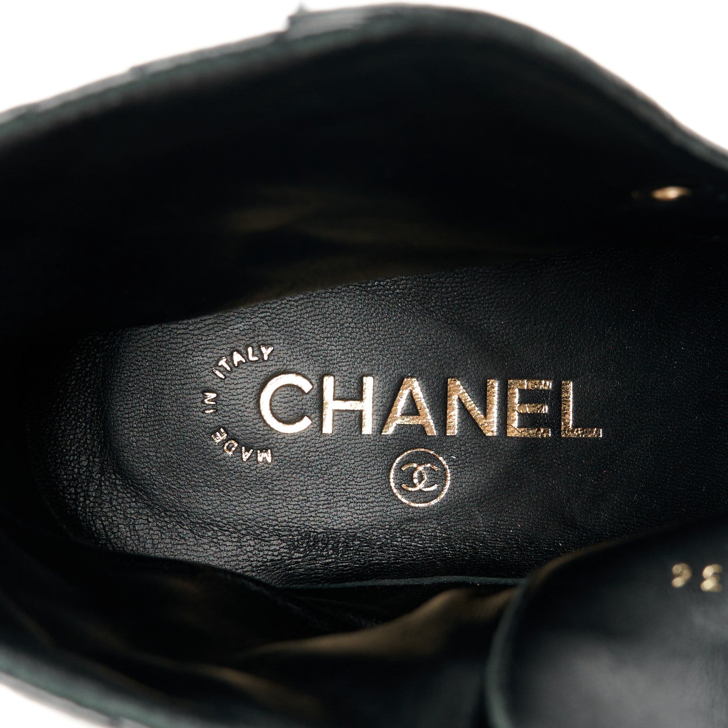 Chanel Shiny Goatskin Calfskin Quilted Lace Up Combat Boots 36 Black 8 of 10