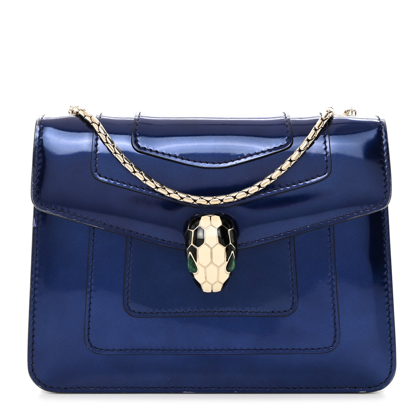 Metallic Calfskin Small Serpenti Forever Snake Strap Crossbody Bag Blue
