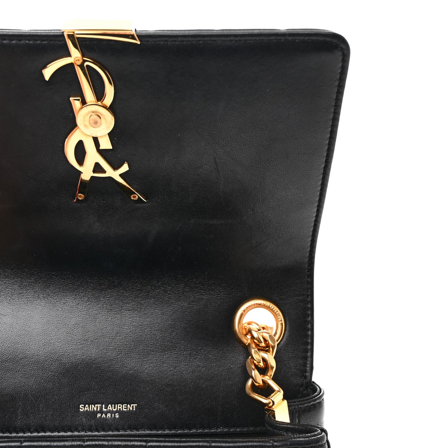 Saint Laurent Lambskin Matelasse Monogram Vicky Chain Wallet Black 11 of 15