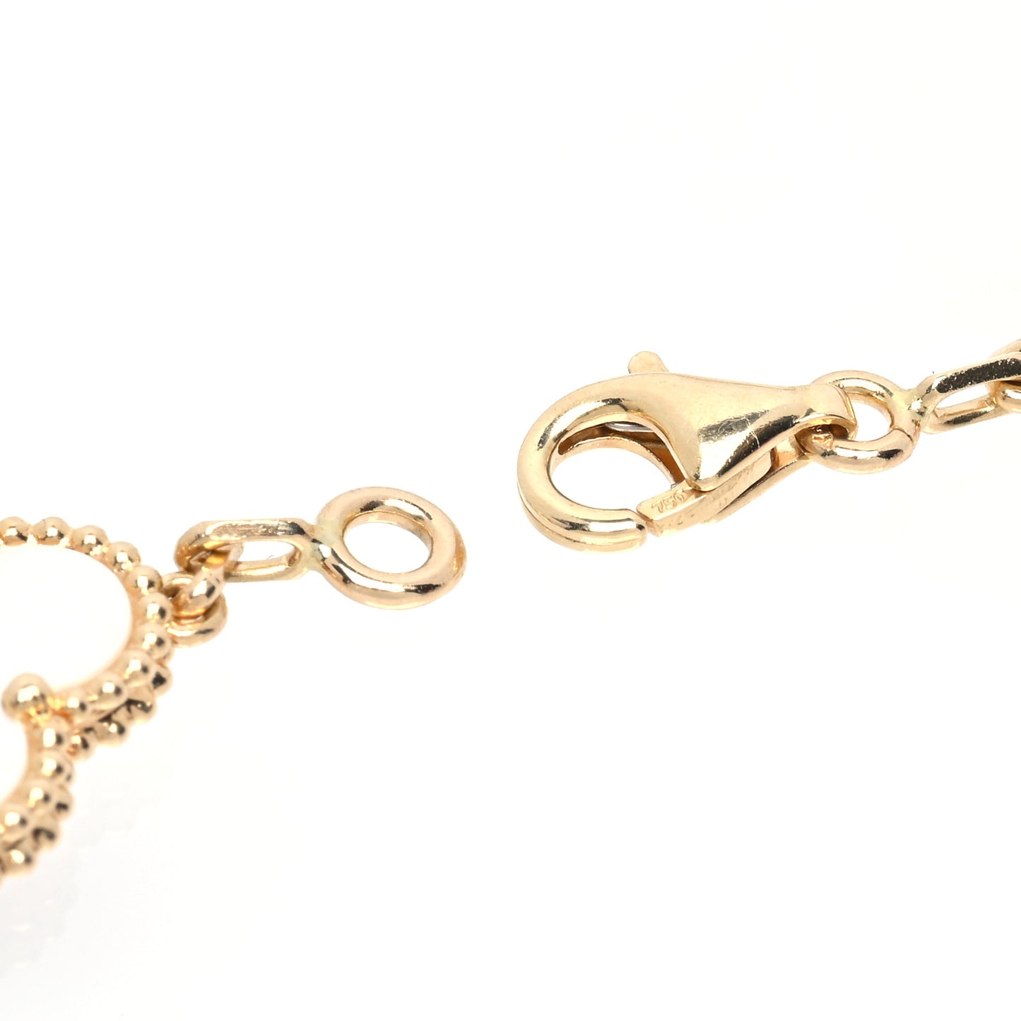 18K Yellow Gold Mother of Pearl 5 Motifs Vintage Alhambra Bracelet