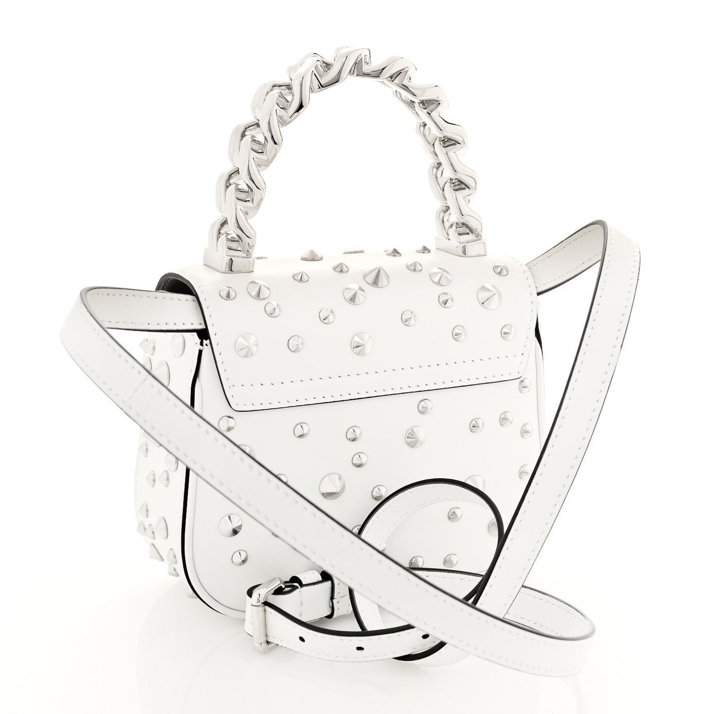 Grained Calfskin Spiked Mini La Medusa Bag White