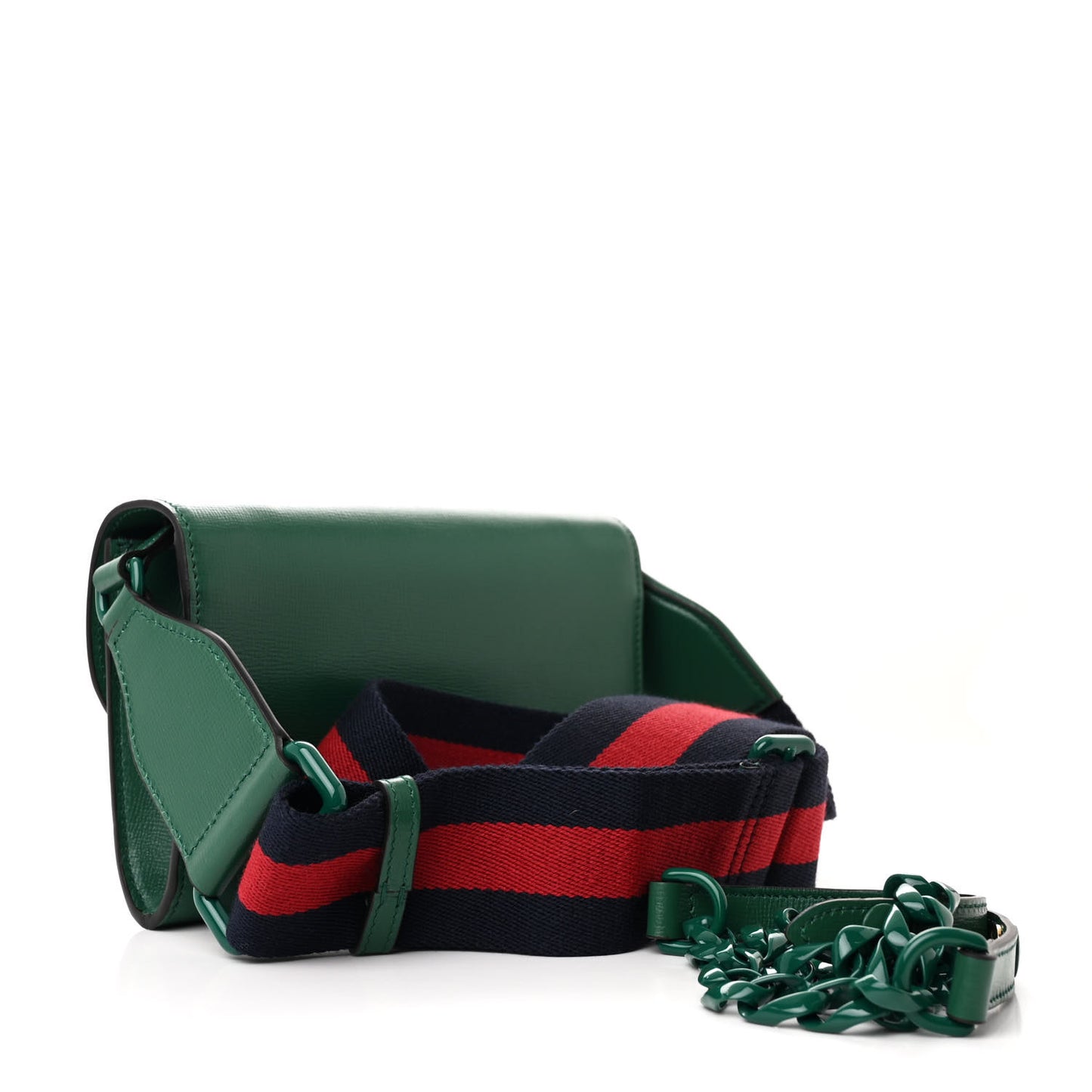 Azalea Calfskin Web Monochrome Mini Horsebit 1955 Chain Shoulder Bag Emerald