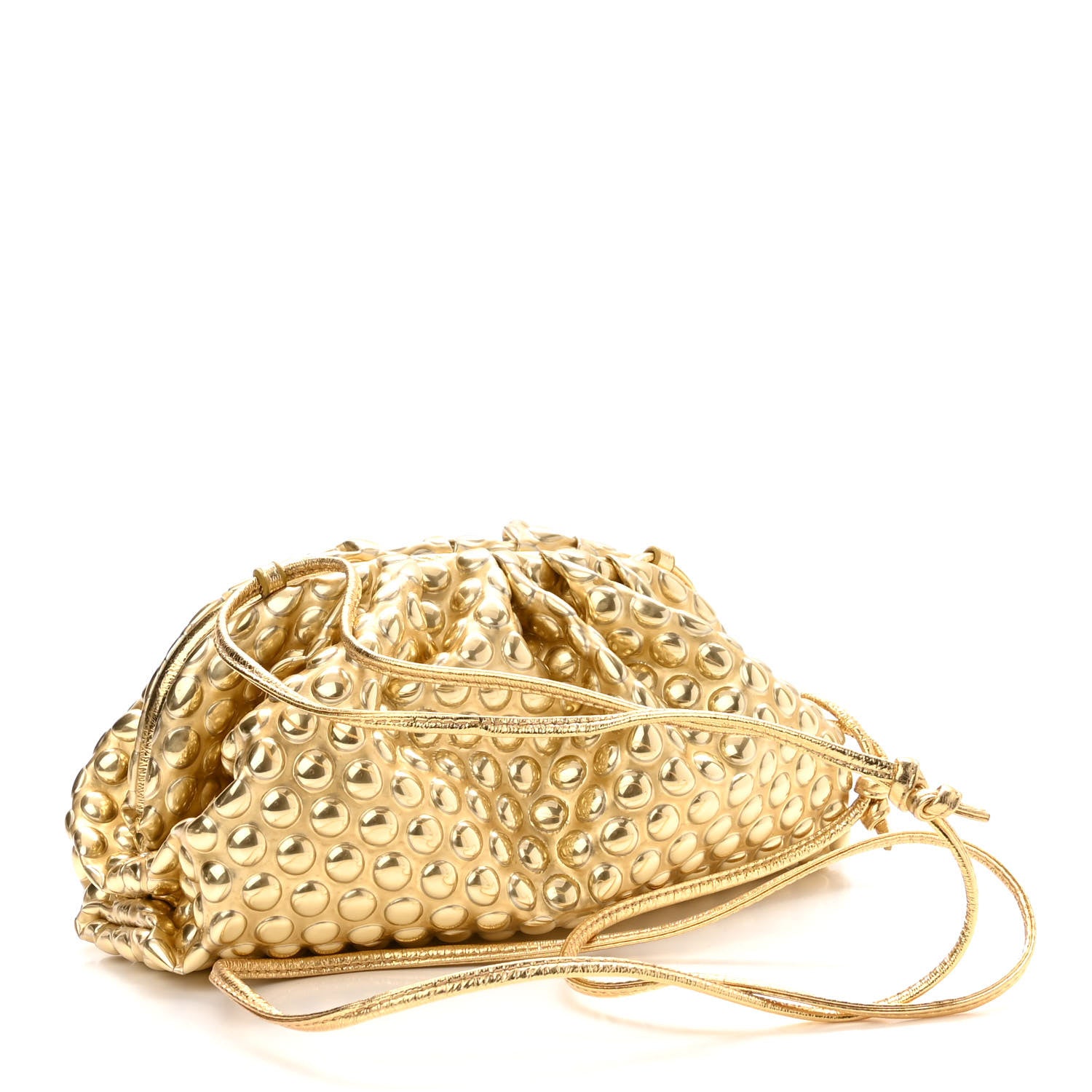 Bottega Veneta Metallic Fabric Bubble Wrap The Mini Pouch Gold 3 of 9