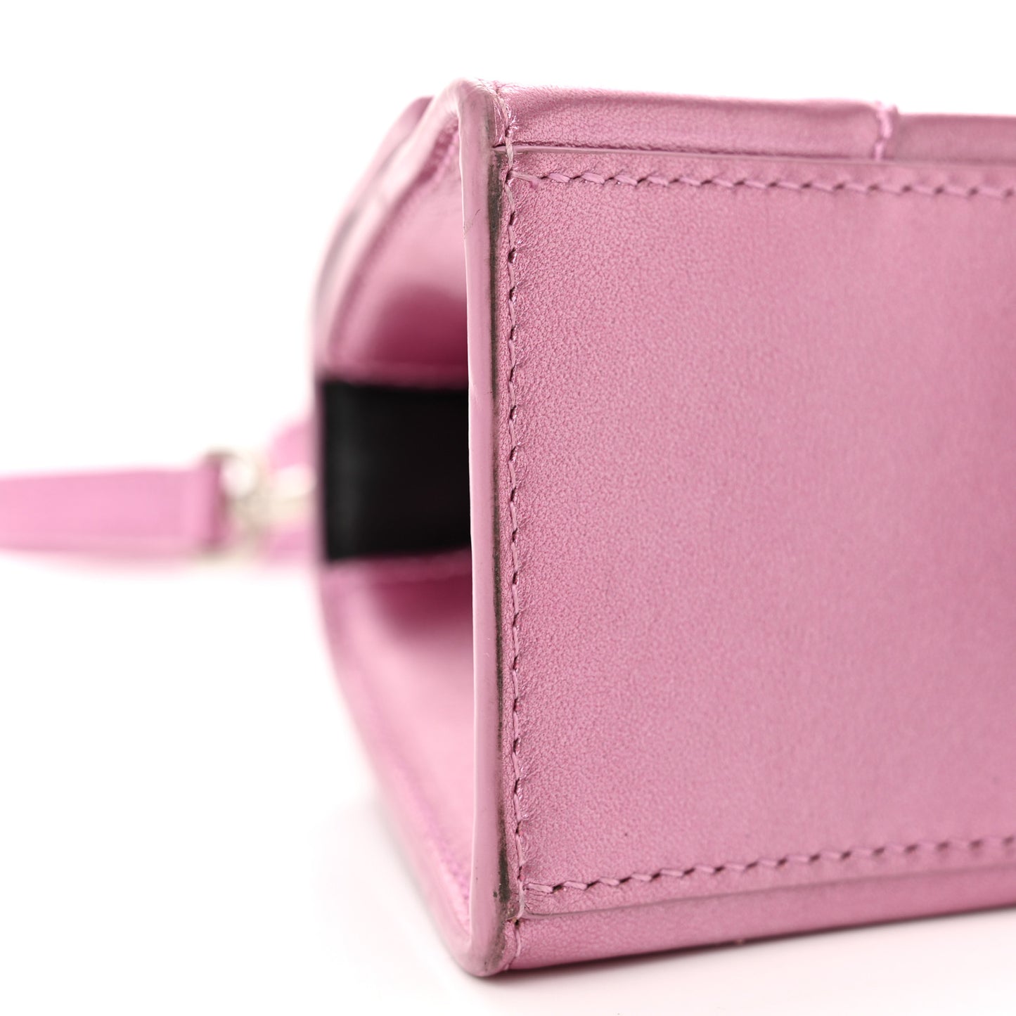Metallic Shiny Calfskin Hourglass Top Handle Bag XS Pink