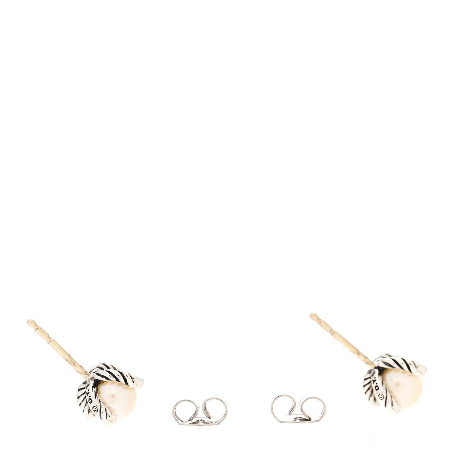 Sterling Silver Diamond Pearl 6-6.5mm Cable Stud Earrings