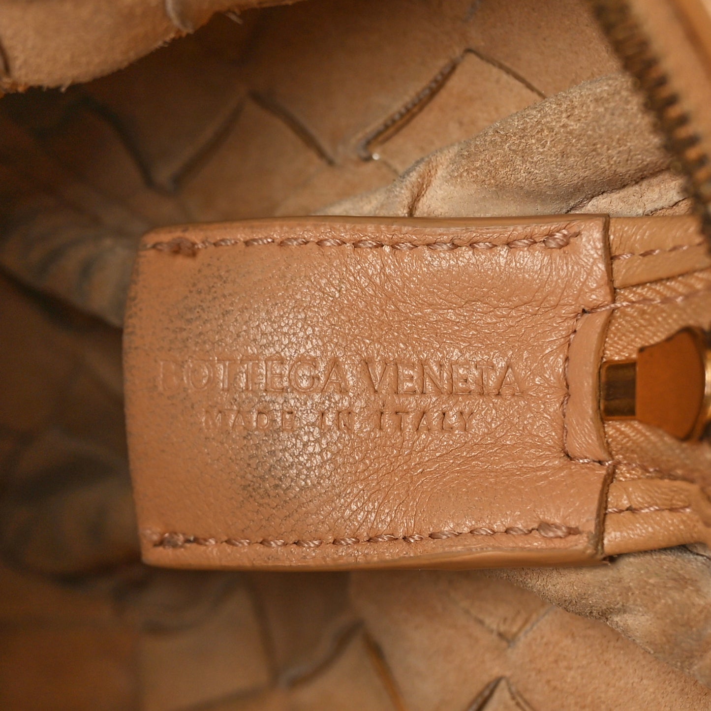 Nappa Intrecciato Mini Loop Camera Bag Almond