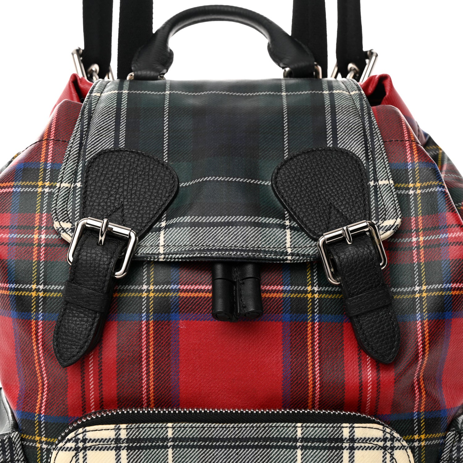 Burberry Laminated Tartan Patchwork Medium Rucksack Backpack Military Red 8 of 24