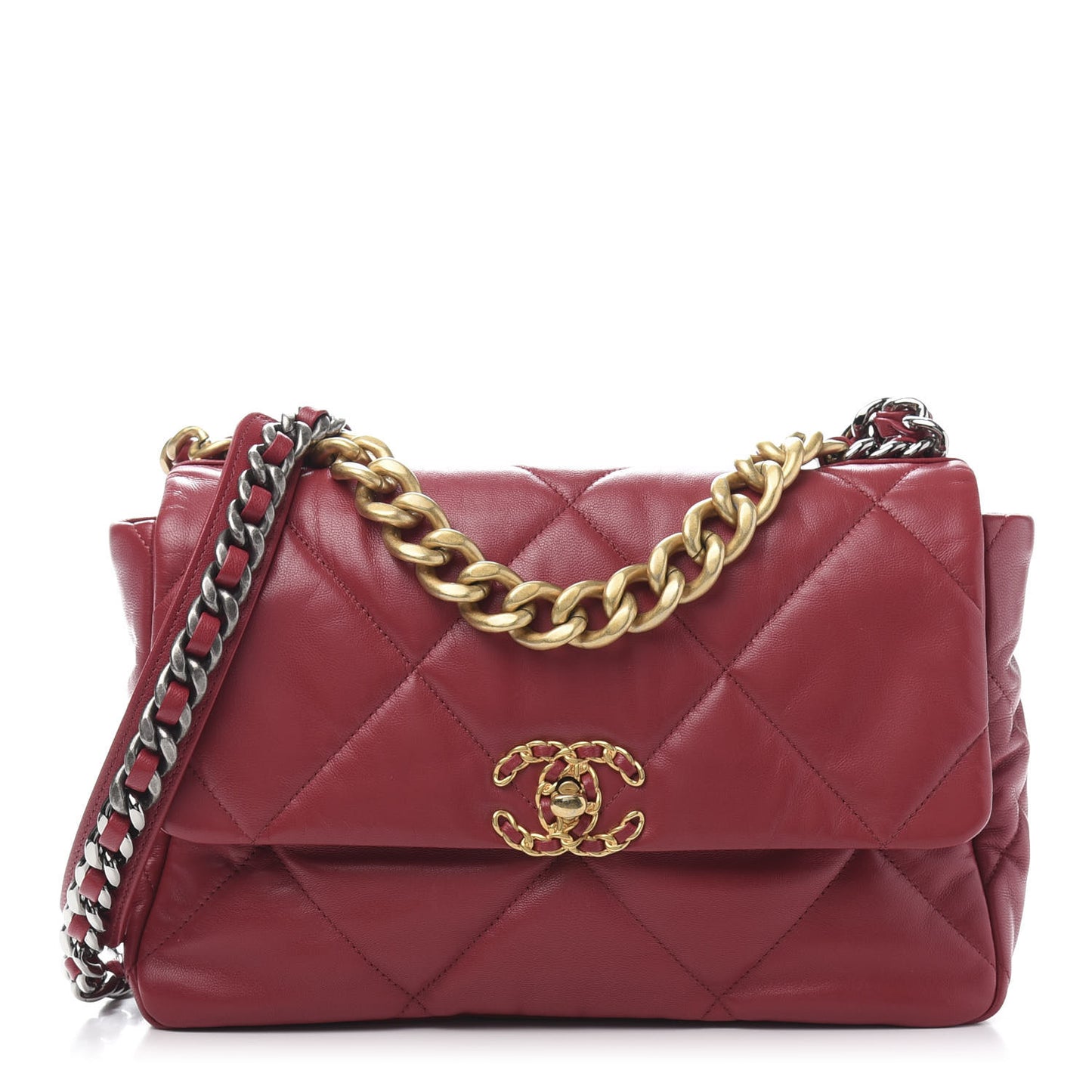 Lambskin Quilted Large 19 Flap Red