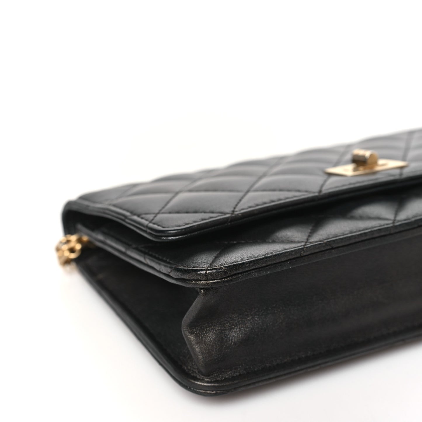 Metallic Calfskin Quilted 2.55 Reissue Wallet On Chain WOC Grey