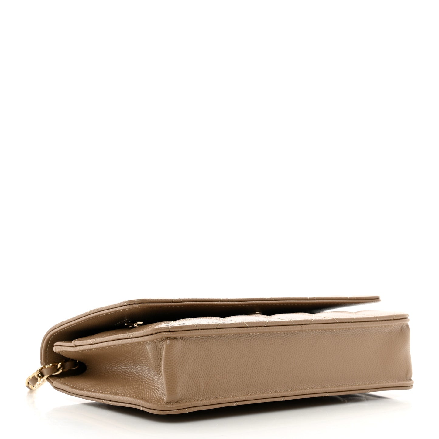 Caviar Quilted Wallet on Chain WOC Dark Beige