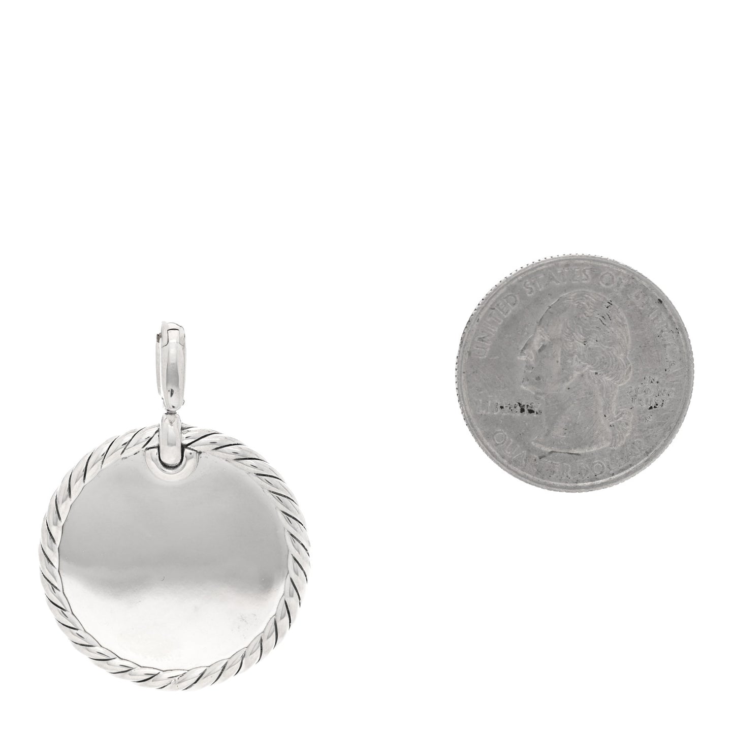 Sterling Silver Diamond 24mm DY Elements Disc Pave Pendant
