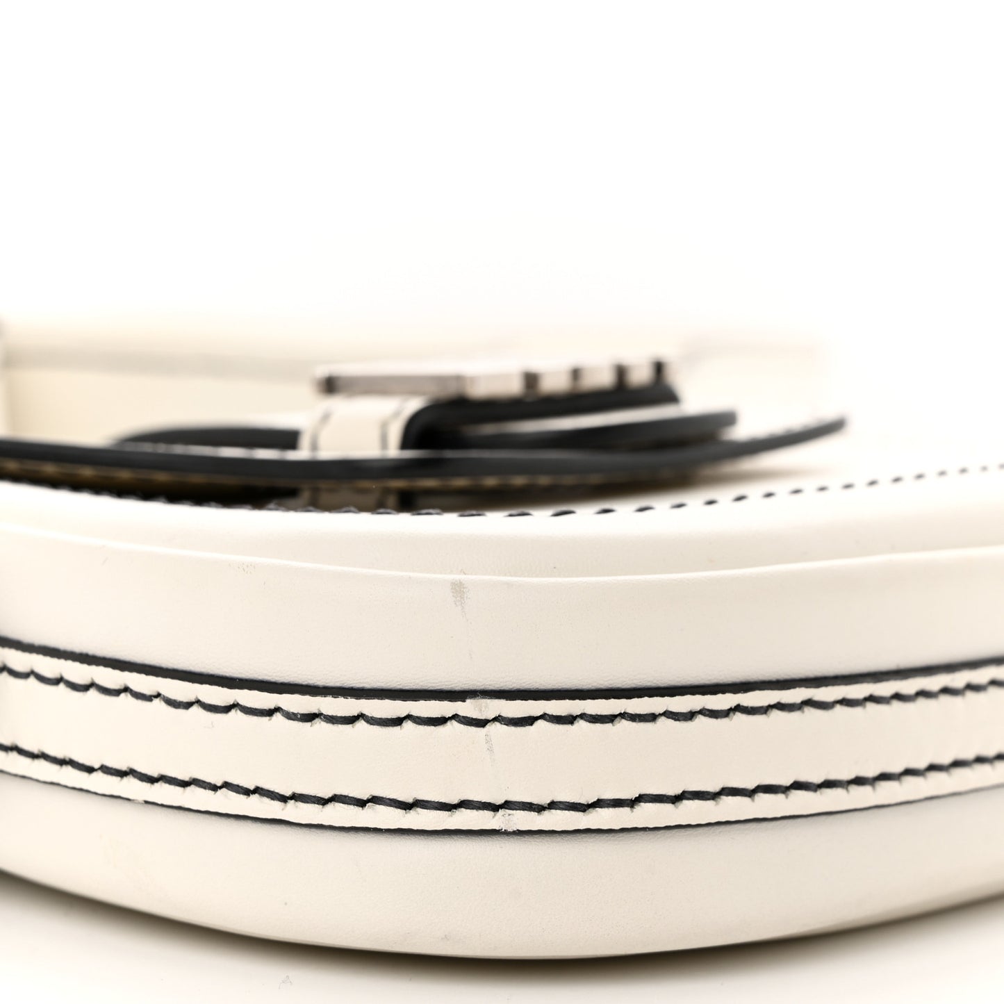 Calfskin Mini D Fence Saddle Bag White