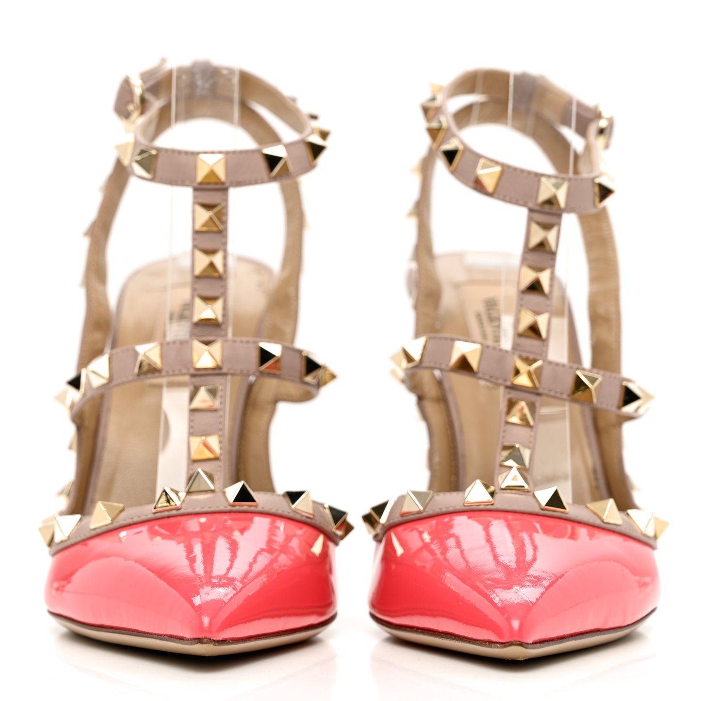 Patent Nappa Rockstud Ankle Strap 100mm Pumps 37 Pink Poudre