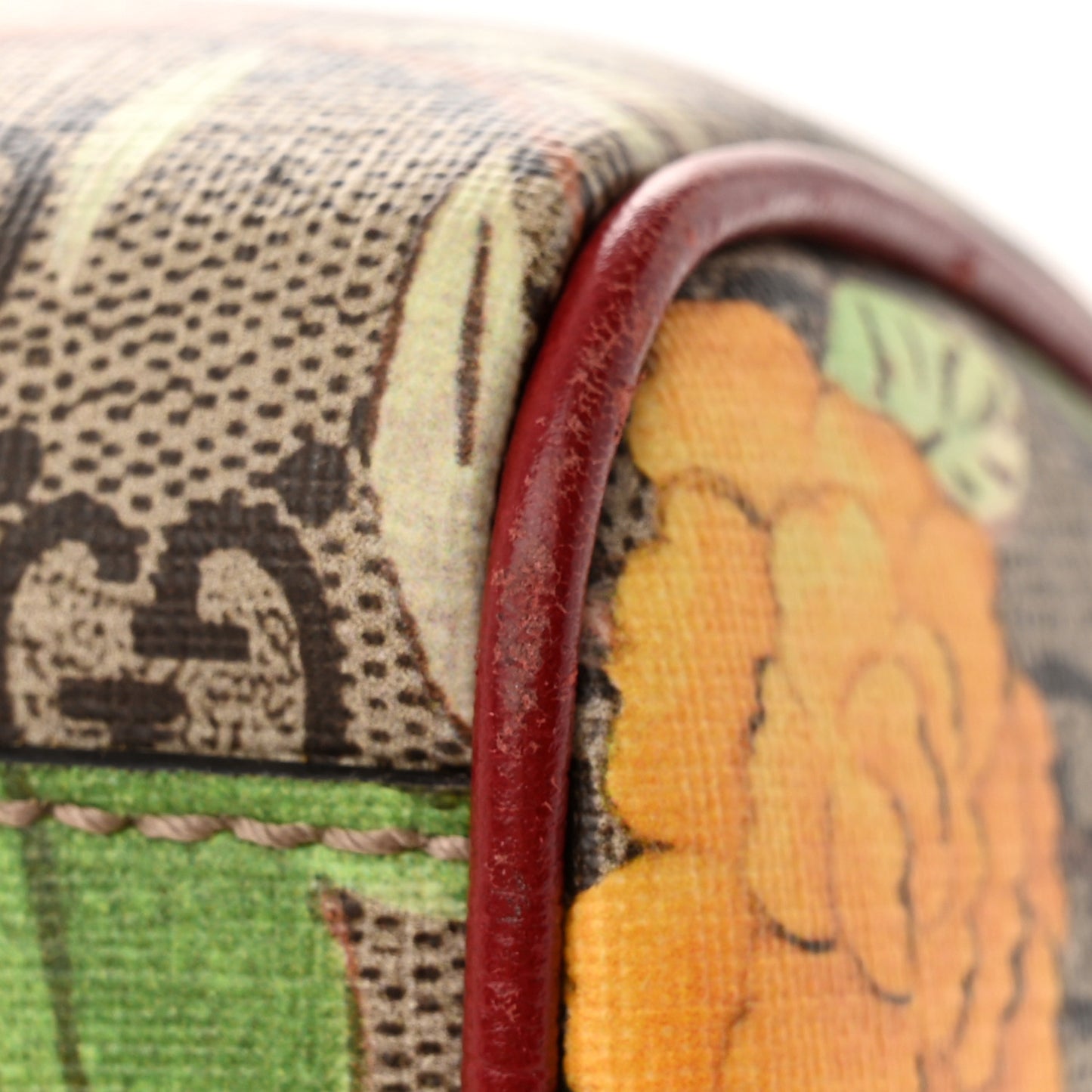 GG Supreme Monogram Tian Small Boston Beige Multicolor Red