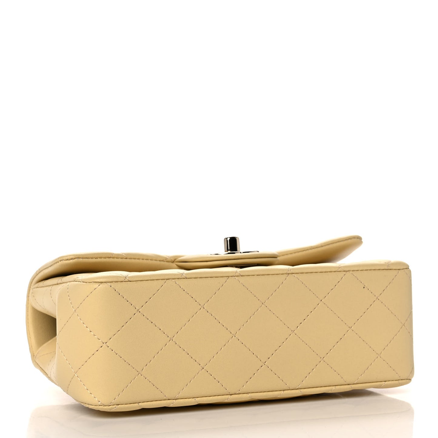 Lambskin Quilted Mini Top Handle Rectangular Flap Yellow