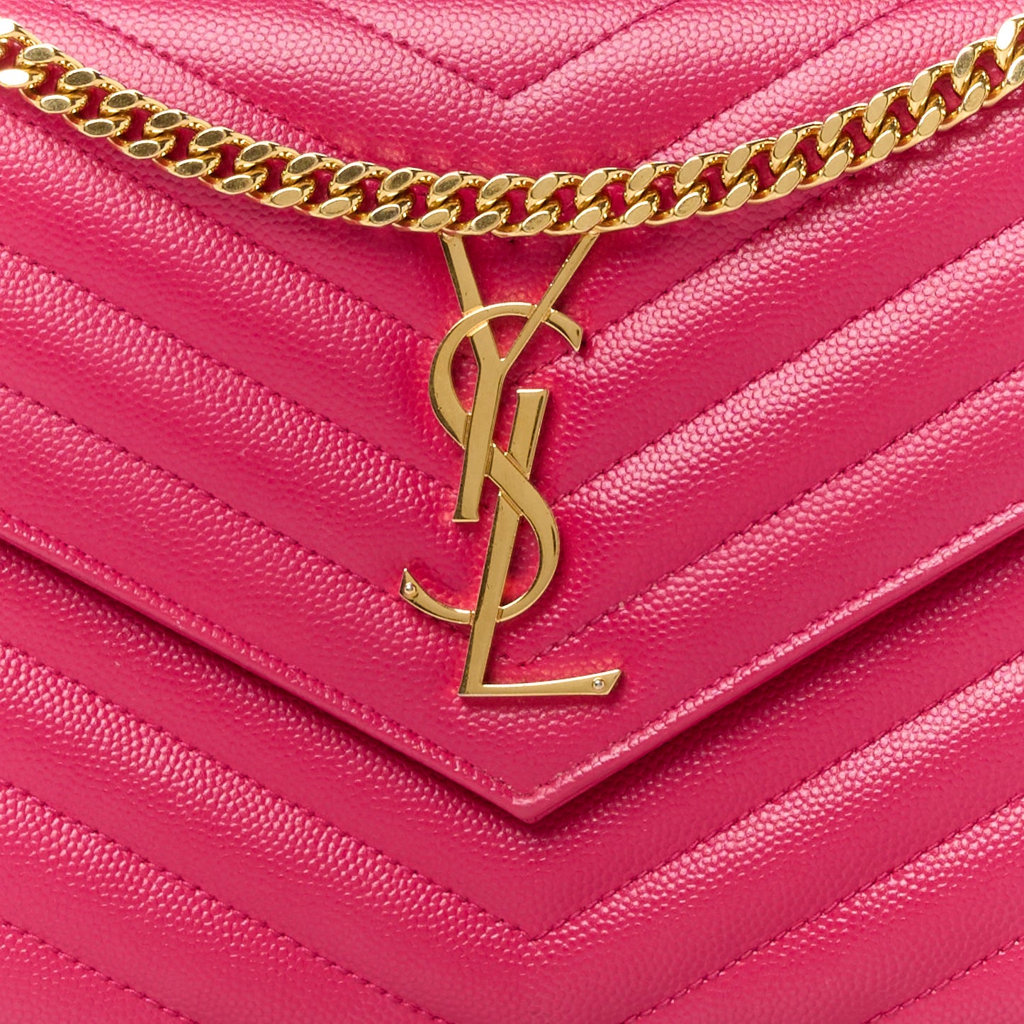 Grain De Poudre Matelasse Chevron Monogram Chain Wallet Bubblegum