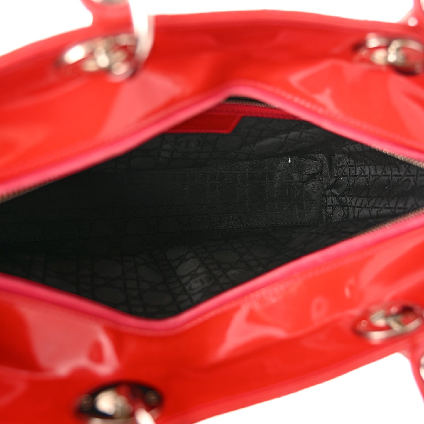 Patent Cannage Large Lady Dior Red