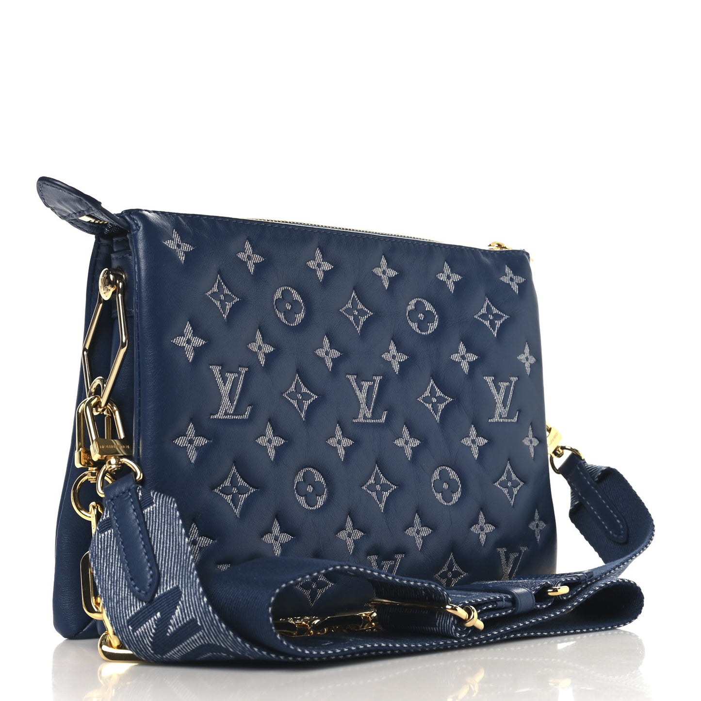 Lambskin Embossed Monogram Coussin PM Denim Blue