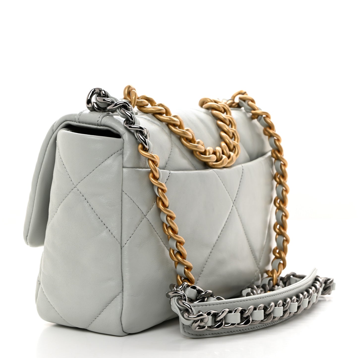 Lambskin Quilted Medium Chanel 19 Flap Light Blue