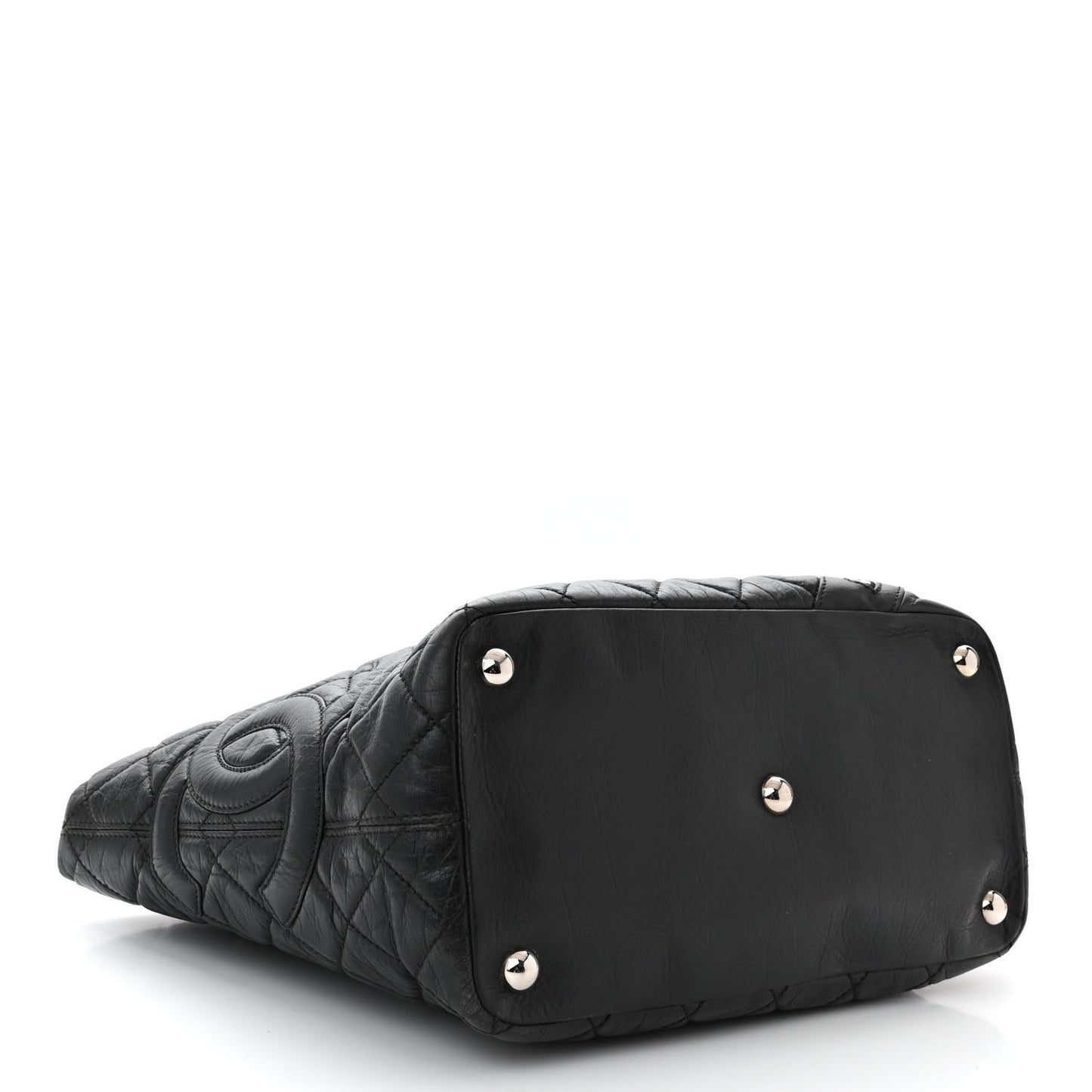 Aged Calfskin Quilted Large Cotton Club Tote Black