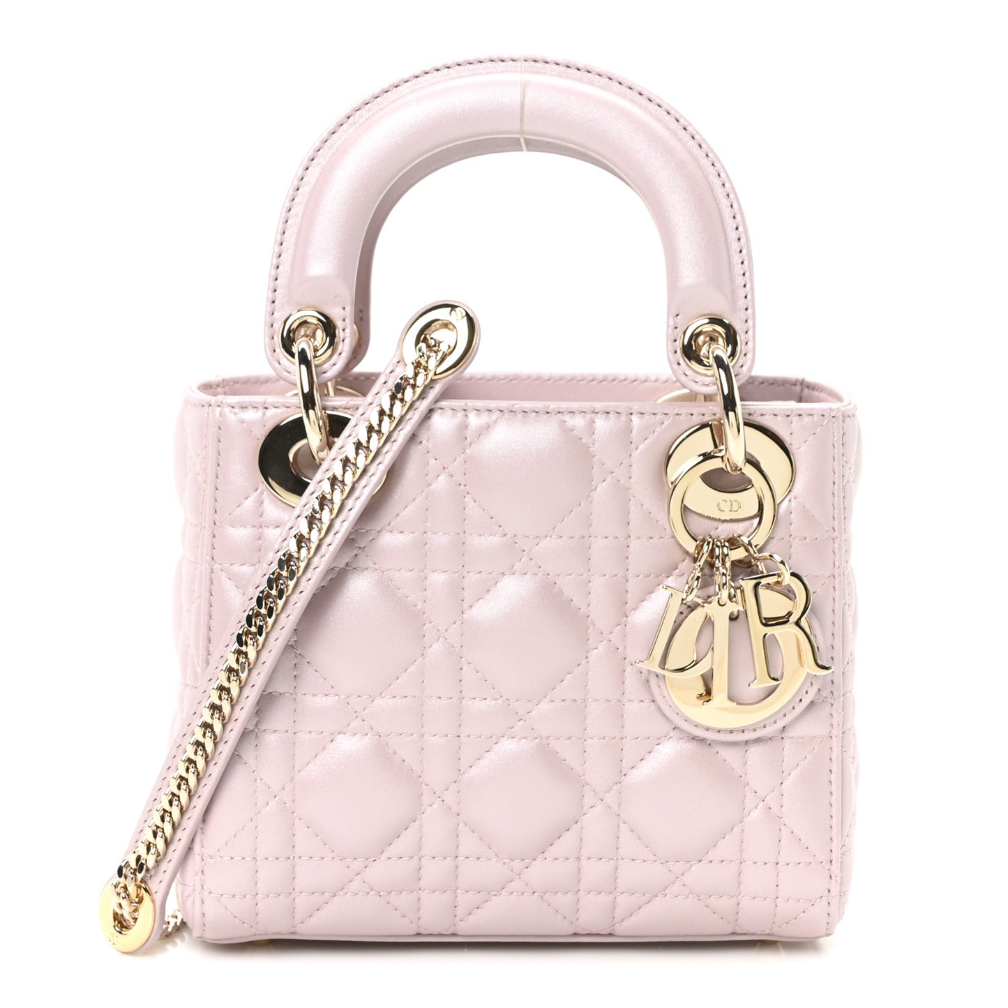 Metallic Lambskin Cannage Mini Lady Dior Lotus