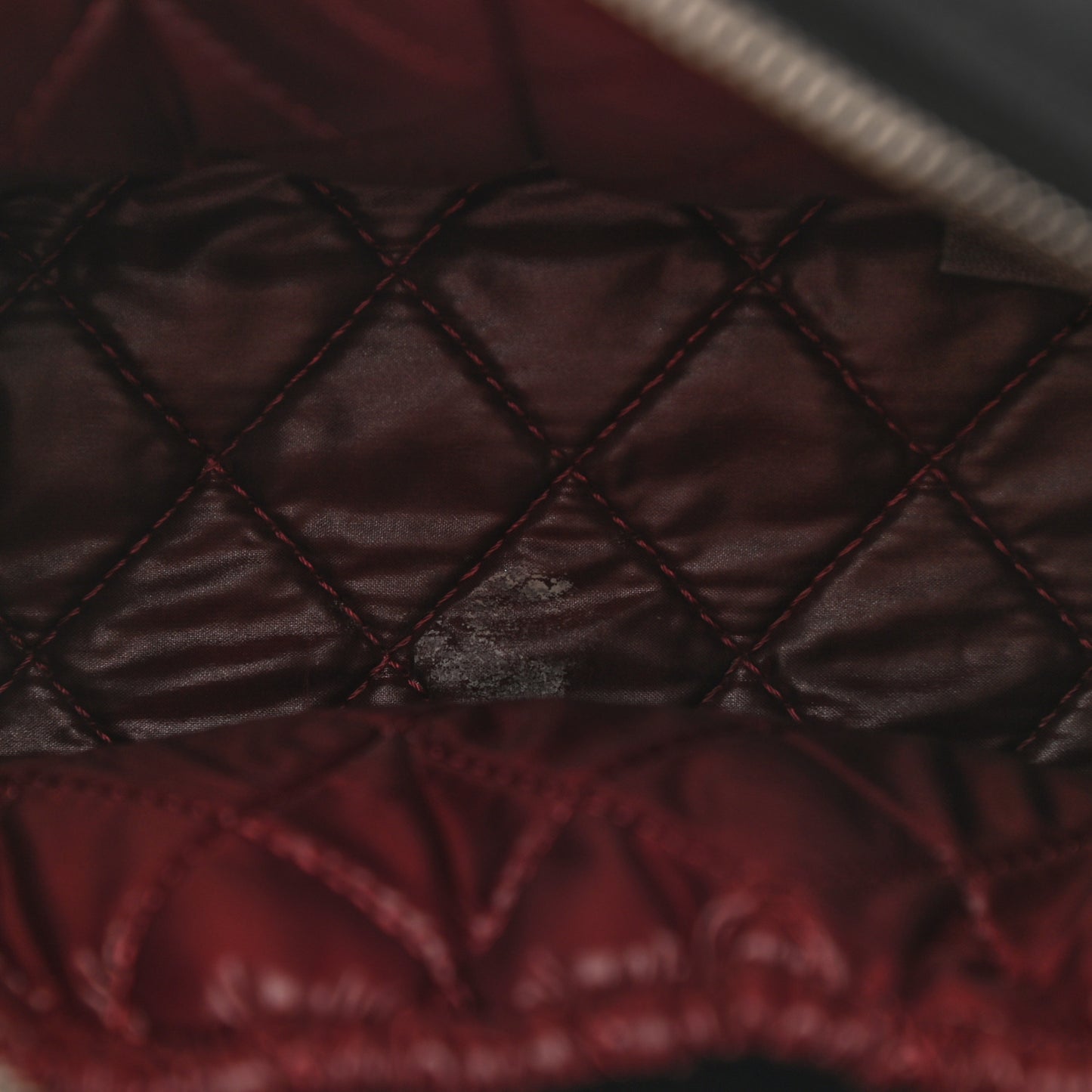 Lambskin Quilted Medium Curvy Pouch Cosmetic Case Black