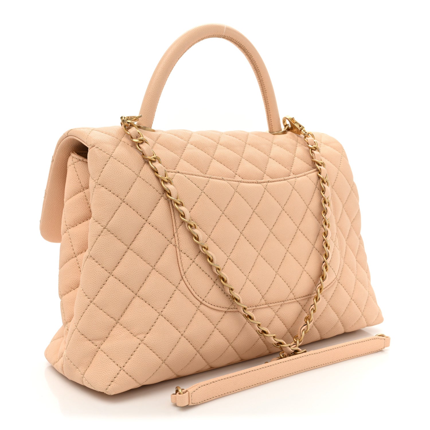 Chanel Caviar Quilted Medium Coco Handle Flap Light Beige 3 of 20