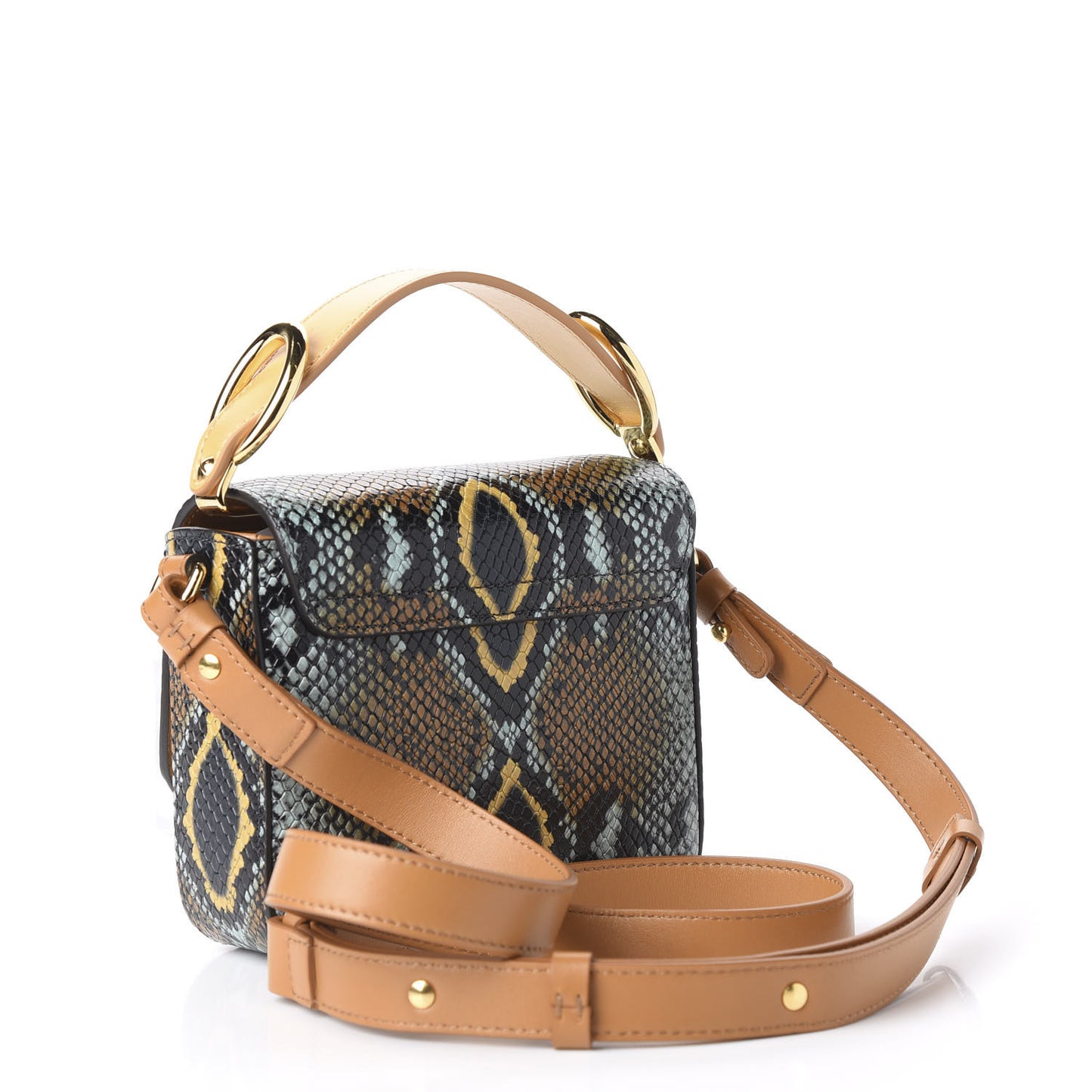 Calfskin Python Embossed Mini C Double Carry Faded Blue