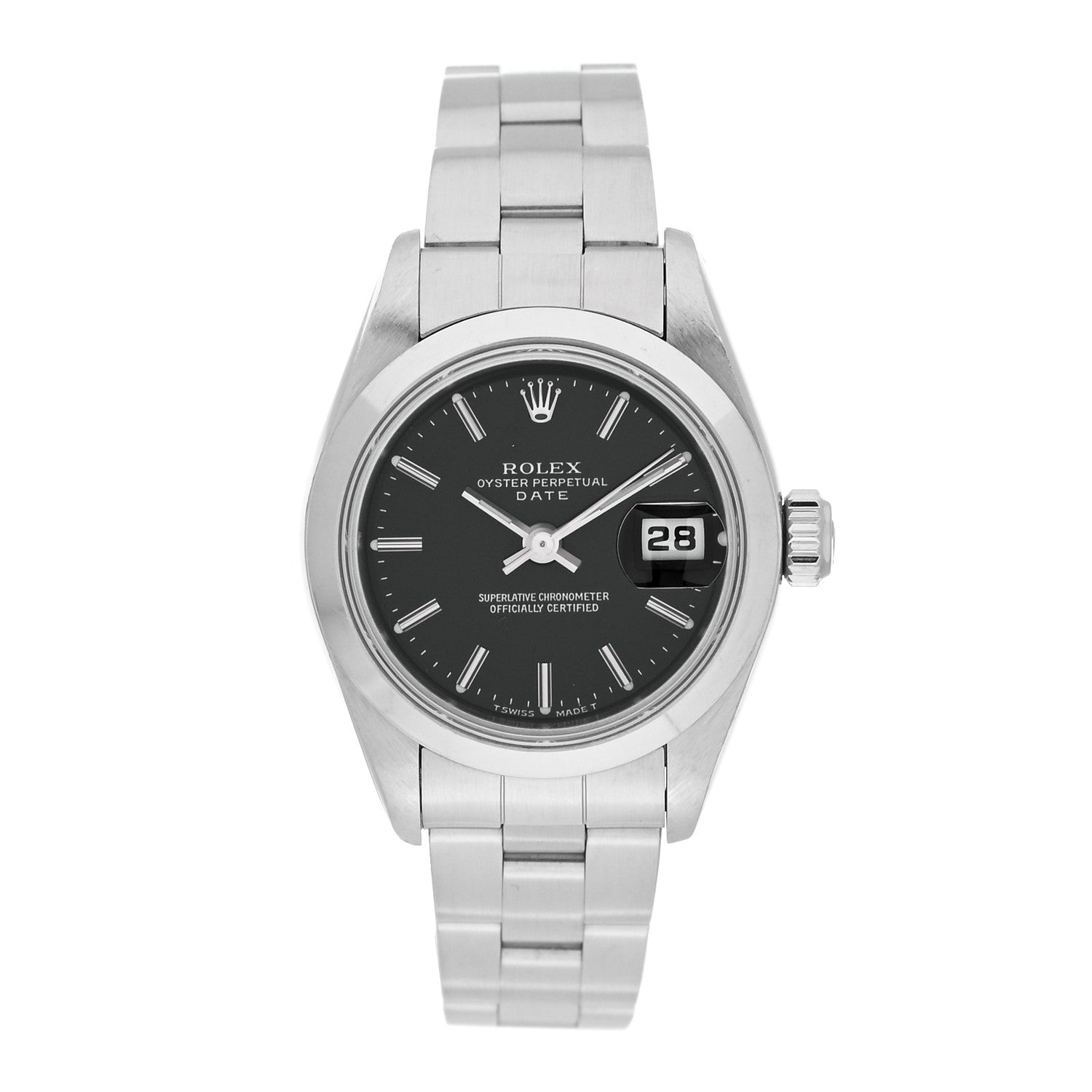 Rolex Stainless Steel 26mm Oyster Perpetual Date Watch Black 69160 1 of 4