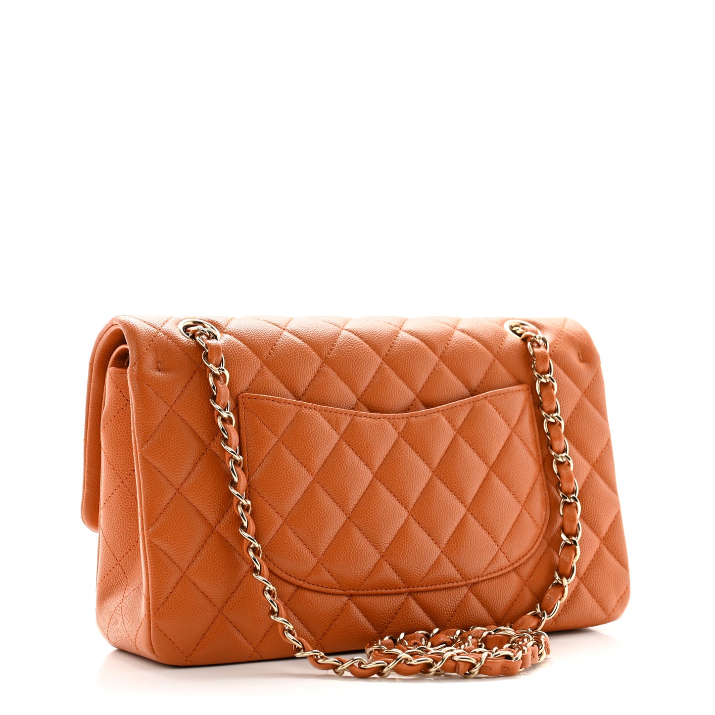 Caviar Quilted Medium Double Flap Light Brown