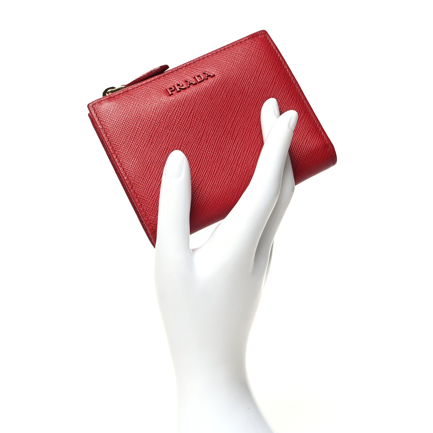 Saffiano Zip Top Compact Wallet Fuoco