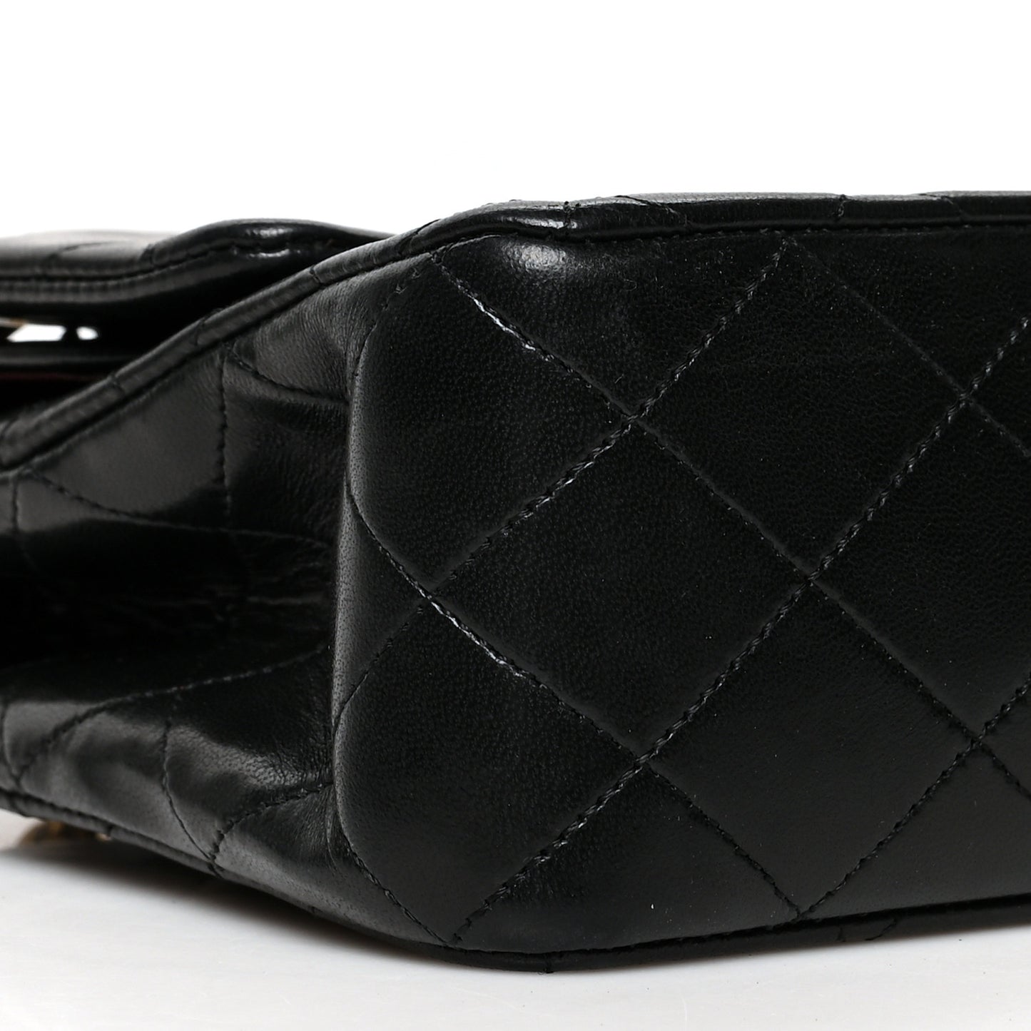 Lambskin Quilted Medium Double Flap Black