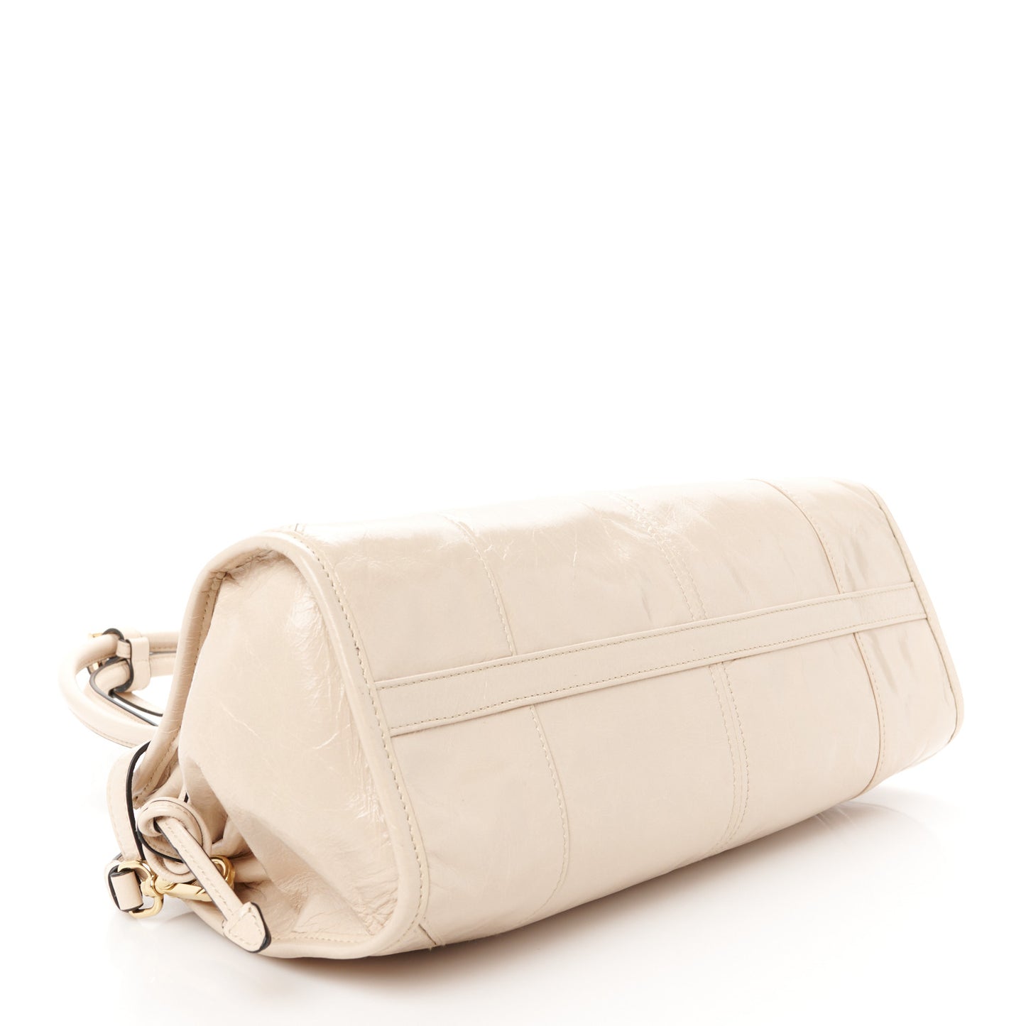Glossy Calfskin Triangle Medium Bonnie Shoulder Bag Travertine